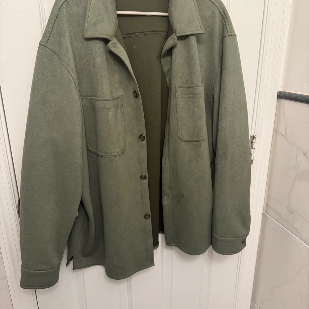 Zara Olive Green Lightweight Shirt Jacket